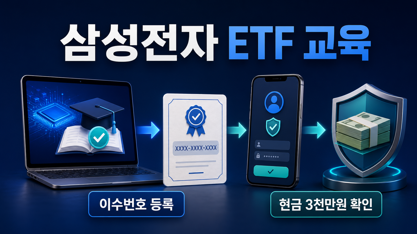 삼성전자 단일종목 레버리지 ETF 교육 이수번호 등록과 현금 3000만원 확인 안내
